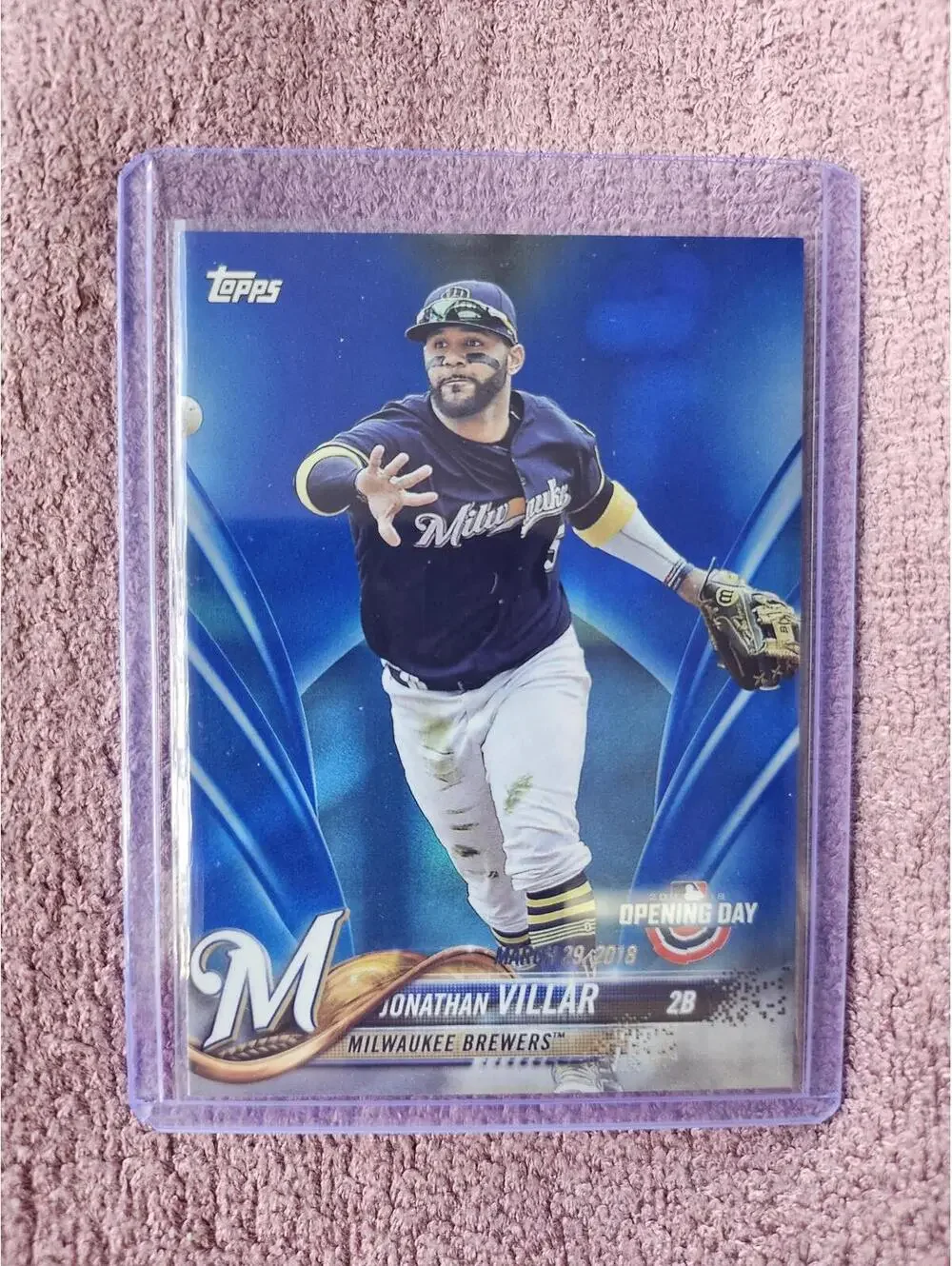 2018 Topps Opening Day JONATHAN VILLAR Blue Foil - BREWERS - #63 -RAW Mint - Picture 1 of 2